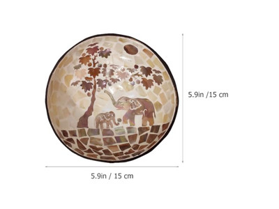 नक्काशीदार नारियल कटोरा नारियल के खोल के आधे बड़े सेवा सेट कटोरा धारक प्राकृतिक