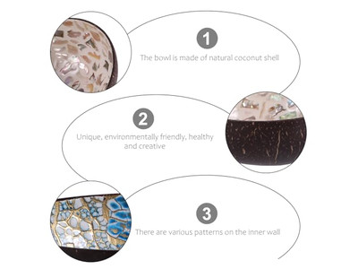 नारियल कटोरा नवीनतम कटोरे लाह अद्वितीय पैटर्न क्लस्टर खोल चम्मच