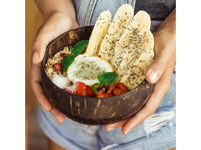 सेवा कटोरा बांस के कटोरे नारियल नारियल कांटे कोकोपाम डिश चम्मच स्टैंड प्लेट